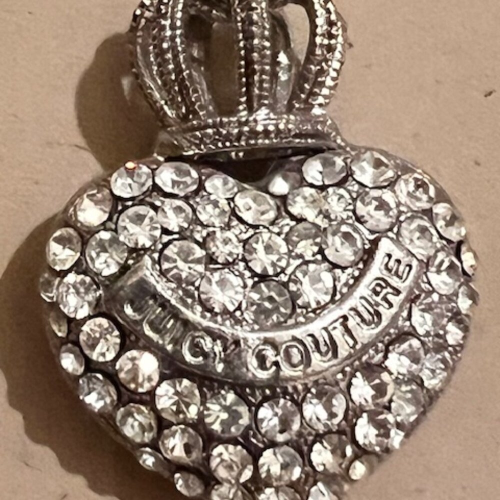 Juicy Couture Retired Rhinestone Puffy Heart with Silver Crown on top